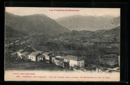 CPA Mercus Près Tarascon, Vue Du Village, Dans Le Fond, Les Montagnes Du Col De Port  - Autres & Non Classés
