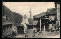 CPA Ax-les-Thermes, Village D`Orlu, La Place Et L`Eglise  - Ax Les Thermes