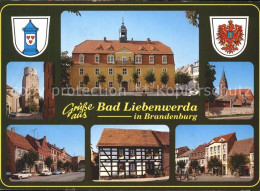 72337099 Bad Liebenwerda Teilansichten Turm Rathaus Kirche Fachwerkhaus Wappen B - Bad Liebenwerda