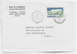 FRANCE SOUS MARINS 70C SEUL LETTRE COVER 24 COUX 25.7.1975 DORDOGNE POUR SUISSE AU TARIF - 1961-....