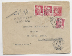 FRANCE GANDON 3FRX3+1FR MAZELIN LETTRE REC PROVISOIRE VERSAILLES RP 6.11.1946 AU TARIF - 1921-1960: Modern Period