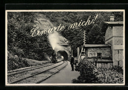 AK Lokomotive Fährt Aus Einem Tunnel Hinaus  - Treni