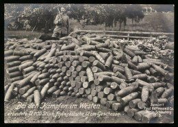 Riesen-AK 1.WK, Westfront, Erbeutete 12.000 Stück Französische 12cm Artillerie Geschosse  - War 1914-18