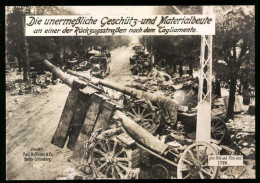 Riesen-AK 1.WK, Geschütz Und Materialbeute Nach Einem Gefecht An Einer Rückzugsstrasse Nach Dem Tagliamento  - War 1914-18