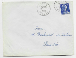 FRANCE MULLER 20FR LETTRE C. PERLE  GIOUX 13.1.1958 CREUSE - Manual Postmarks