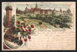Vorläufer-Lithographie Wien-Kahlenberg, 1894, Hotel, Aussichtsthurm, Berg-Bahn  - Autres & Non Classés