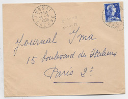 FRANCE MULLER 20FR LETTRE C. PERLE  LUSSAT 19.4.1958 CREUSE - Manual Postmarks