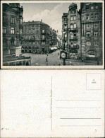 Ansichtskarte Pforzheim Leopoldsplatz, Uhr Straßenbahn Geschäfte 1928 - Pforzheim
