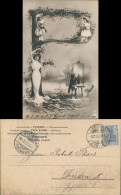 Ansichtskarte  Fotokunst Fotomontage Maler Mit Kinder Auf Baum 1903 - Malerei & Gemälde