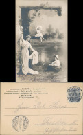 Ansichtskarte  Fotokunst Fotomontage Kinder Mit Tanzender Frau Am See 1909 - Portraits