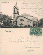 Ansichtskarte Karlsruhe Katholische Kirche Gel. Bahnpost 1908 - Karlsruhe