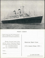 Liners Independence And Constitution  Line London (Firmen-Antwortkarte) 1950 - Other & Unclassified