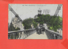 75 PARIS Buttes Chaumont Cpa Animée Le Pont Suspendu         218 GI - Arrondissement: 19