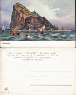 Postcard Gibraltar Panorama Mit Felsen, Künstlerkarte, Art Postcard 1910 - Gibraltar