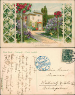 Geburtstag Birthday Fliedergarten Villa 1915  Gel. Metz Geprüft Stempel - Birthday