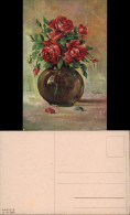 Ansichtskarte  Künstlerkarte Vase Rote Rosen - Trindan Shilling 1912 - 1900-1949