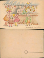 Weihnachten Christmas Künstlerkarte Kinder Am Süßigkeiten-Stand 1950 - Autres & Non Classés