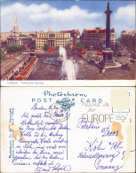 Postcard London Trafalgar Square, Denkmal, Bus-Verkehr 1954 - Sonstige & Ohne Zuordnung