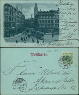 Altstadt-Hamburg Großer Burstah, Straßenbahn Geschäfte - Mondscheinlitho 1898 - Autres & Non Classés