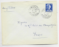 FRANCE MULLER 20FR  C. PERLE PRANLES 7.8.1958 ARDECHE - Manual Postmarks