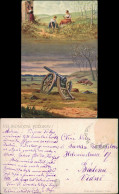 Ansichtskarte  Militaria Ostern - Mädchen Auf Feld, Schlachtfeld 2 Bild 1919 - War 1914-18