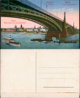 Mainz Rhein Schiffe Passieren Brücke (französische Karte) 1910 - Mainz