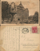 Ansichtskarte Hannover Hauptpost Post Gebäude Vorplatz Mit Wasserkunst 1921 - Hannover