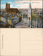 Ansichtskarte München Totale, Frauenkirche - Neues Rathaus 1913 - Muenchen