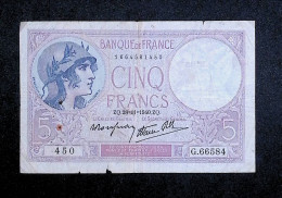 Billet, France, Violet, Cinq, 5 Francs, 28-11-1940, 2 Scans - 5 F 1917-1940 ''Violet''