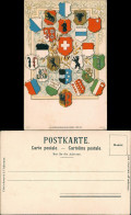 Schweiz Kantone Motive Von Wappen Flaggen Fahnen 1900 Prägekarte - Unclassified