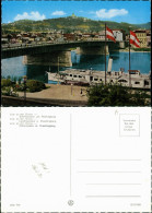 Ansichtskarte Linz Schiffsanlegestelle Donau Schiff, Brücke, Flaggen 1960 - Other & Unclassified