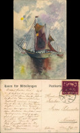 Künstlerkarte Segelschiff Segelboot Auf See, Schiffe & Seeverkehr 1906 - Zeilboten