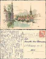 Postcard Kopenhagen København Börse - Künstlerkarte 1958 - Danimarca