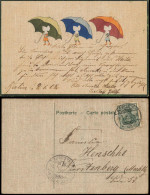 Ansichtskarte  Künstlerkarte Drei Frauen Mit Riesen-Regenschirm 1908 - 1900-1949