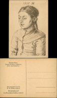 Ansichtskarte  Junges Mädchen Zeichnung Albrecht Dürer Winterhilfswerk 1934 - Peintures & Tableaux