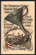 Künstler-AK Nürnberg, Nürnberger Trichter, Ortspartie  - Nürnberg