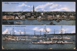 AK Kiel, Total-Ansicht, Kriegsschiffe Im Kriegshafen Von Bellevue Gesehen  - Warships