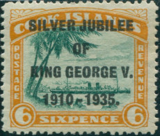 Cook Islands 1935 SG115 6d SILVER JUBILEE Ovpt MH - Cookeilanden