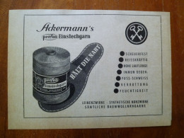 Publicité Pour Industrie De La Chaussure En RFA 1958 Fil à Coudre Lin Coton Ackermann's Perlon Einstechgarn Heilbronn - Advertising