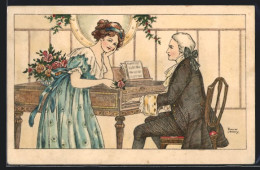 Künstler-AK Florence Hardy: A Song Without Words, Musiker Und Dame, 18. Jahrhundert, Klarinett  - Hardy, Florence