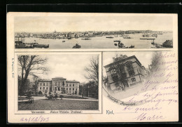 AK Kiel, Bibliothek In Der Hegewischstrasse, Universität Mit Kaiser Wilhelm-Denkmal, Stadtpanorama  - Kiel