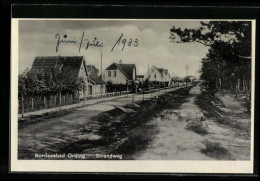 AK Ording, Nordseebad, Strasse Strandweg Mit Bäumen  - Autres & Non Classés