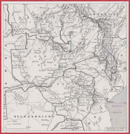 Rhodésie Du Nord. Rhodésie Du Sud. Carte Avec Route Et Voie Ferrée. Larousse 1960. - Documents Historiques
