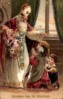 Gaufré CPA St. Nikolaus, Betende Kinder, Geschenke - Other & Unclassified