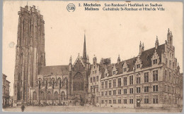 CPA CARTE POSTALE BELGIQUE MALINES CATHEDRALE SAINT-ROMBAULT ET HÔTEL DE VILLE 1922 - Autres & Non Classés