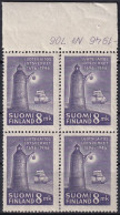 FINNLAND 1946 Mi-Nr. 328 ** MNH Viererblock Oberrand - Ungebraucht