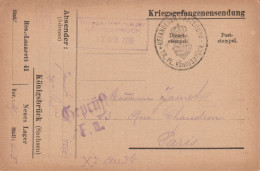French Prisoner Of War Card From Germany, Kriegsgefangenenlager Königsbrück (Sachsen) Neues Lager, Res.-Lazarett II Sign - Militaria
