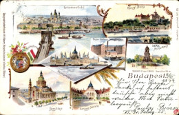 Lithographie Budapest Ungarn, Parlament, Königliche Burg, Monument, Basilika, Schloss - Hungary
