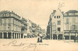 51 - Reims - Rue De L'Etape - Animée - Précurseur - Oblitération Ronde De 1900 - CPA - Voir Scans Recto-Verso - Reims