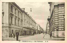 37 - Tours - Rue Nationale - Animée - Automobiles - Gendarme - CPA - Voir Scans Recto-Verso - Tours